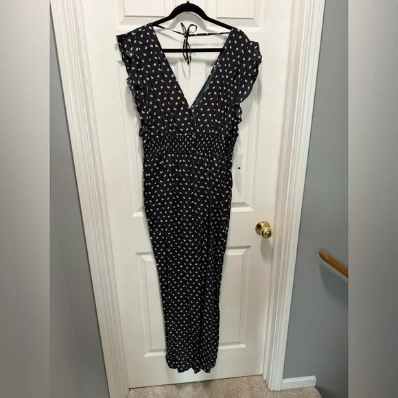 Modcloth Black Jumpsuit with Floral Design - Picture 1 of 8